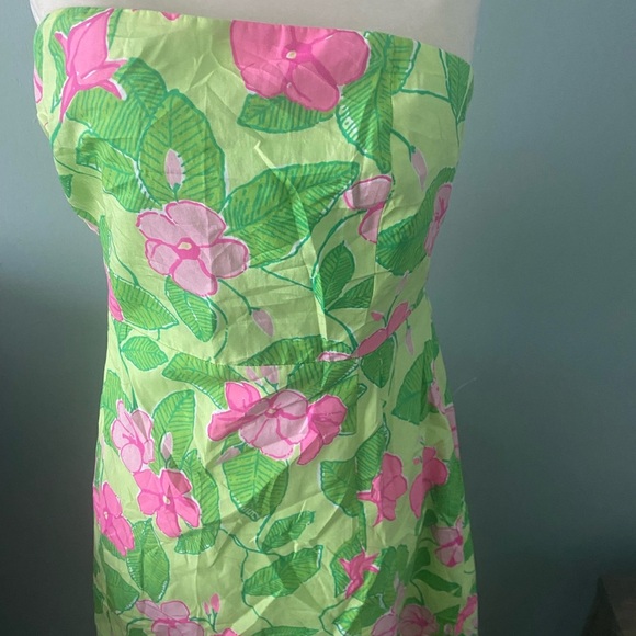 Vintage Lily Pulitzer Sabrina Pink and Pistachio green strapless dress - Picture 9 of 10